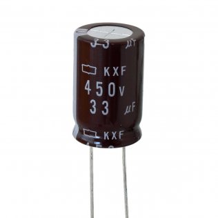 Condensatore Elettrolitico 33uF 450V 105°C 16x25mm p.7.5mm Long Life EKXF451ELL330ML25S United Chemi-Con