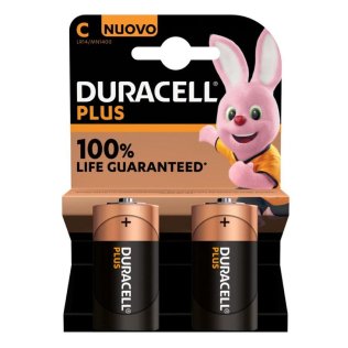 Batterie Alcaline Duracell Plus C Mezza Torcia - Confezione 2 pile