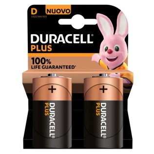 Batterie Alcaline Duracell Plus D Torcia - Confezione 2 pile