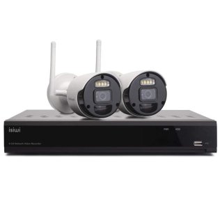 Isiwi Connect2 Kit Videosorveglianza Wi-Fi con NVR 8 Canali e 2 Telecamere Wi-Fi da esterno