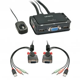 Compact Switch KVM VGA 2 Porte USB 2.0 Audio Lindy 42342