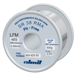 Almit 80462550 Lega di Stagno in Filo SAC305 Flussante L1 diametro 0,65mm 500 grammi SR-38 RMA LFM-48S