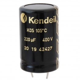 Condensatore Elettrolitico 220uF 400V 105°C 25x40mm Snap in passo 10mm Kendeil K054002210PM0C040