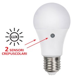 Lampadina a LED E27 con Sensore Crepuscolare 9,5W 230V Luce Calda 3000L 800lm