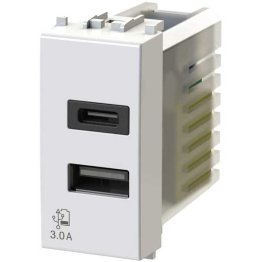 Frutto Alimentatore USB da 3Amp con prese USB tipo A e tipo C compatibile Vimar Plana Bianca