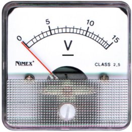 Voltmetro Analogico da Quadro per Tensione Continua 15V DC Formato 45*45mm
