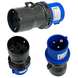 ROSI 1862 | Industrial Plug Adapter 16A 6H CEE to 2-pin / schuko socket