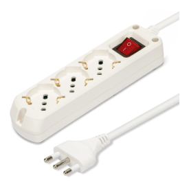 3-Way Multi-Socket Multipurpose Schuko + 10/16a With Switch 1m Cable And 16a Plug