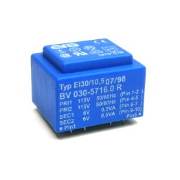 Era Encapsulated Transformer EI30 / 10,5 1VA 2x115V - 2x6V