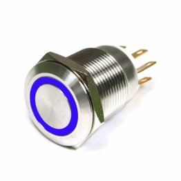 Pulsante Antivandalo INOX 19mm Illuminato con Led Blu