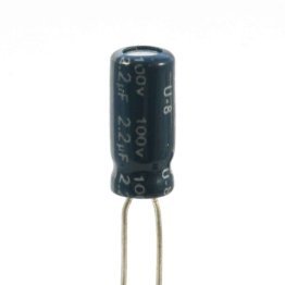 2.2uF Electrolytic Capacitor 100 Volt 105 ° C Jianghai 5x11 Taped