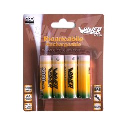 Blister 4 pile AA ricaricabili Ni-Mh 1,2V 3000mAh