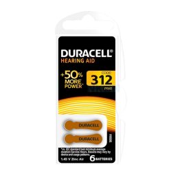 Batteria Duracell DA312 per apparecchi acustici, Blister 6 pezzi