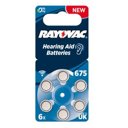 Batteria Rayovac DA675 per apparecchi acustici, Blister 6 pezzi