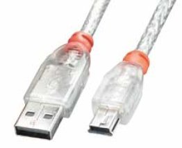 USB 2.0 cable Type A - Mini-B Transparent 2 meters