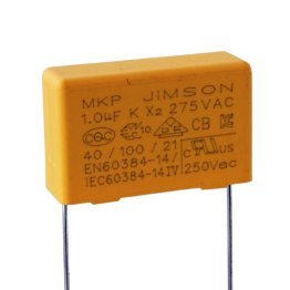 Polypropylene capacitor X2 1uF 275VAC pitch 27.5mm long terminals