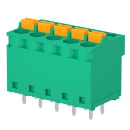 Sauro MCQ06005 6-way spring terminal block 5.08mm pitch vertical side by side