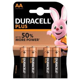 Duracell Plus AA Alkaline Batteries - Pack of 4 batteries