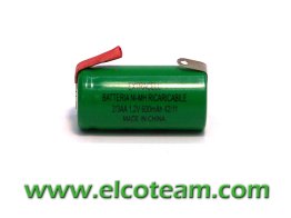 Batteria 2/3 AA 600mAh Ni-Mh lamella a saldare