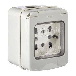 4box Side Schuko and Bipasso Socket 2 modules with IP55 Waterproof Outdoor Container