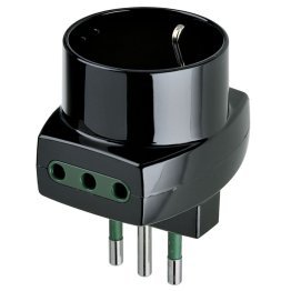 Multiple adapter from Italian plug 10A to schuko socket P40 + 2 sockets 10A Vimar 00322