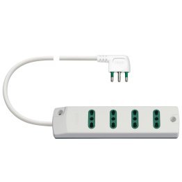 Power strip with cable and 4 Italian two-pass sockets Vimar 00404.CC.B white color