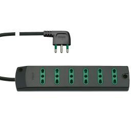 Power strip with cable and 6 Italian two-pass sockets Vimar 00406.CC black color