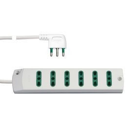 Power strip with cable and 6 Italian two-pass sockets Vimar 00406.CC white color