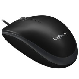 Logitech B100 Optical Mouse with USB cable, Black color