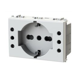 4box P503 Schuko P40 Multifunction Socket and 2 10A sockets in 3-module box - Vimar Plana Bianca compatible