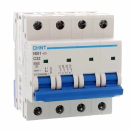 Chint NB1-63 Circuit Breaker 4P 32A 6kA Curve C 4 DIN Modules