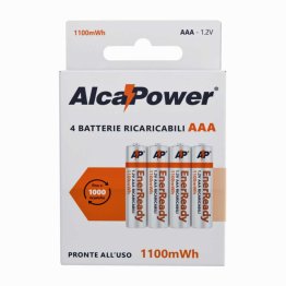 Batterie ricaricabili AAA Ministilo NiMH 1.2V 900mAh 1100mWh - 4 pezzi pronti all'uso AP1100ER-C4