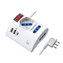 Multipresa da Tavolo con 1 porta Type-C e 2 porte USB-A con spina Italiana 10A