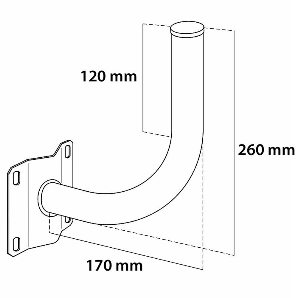 Dimensioni supporto a "L" da muro per Parabola / Antenna da 17cm AC35131