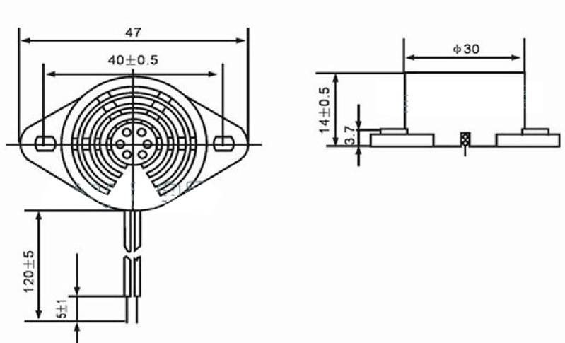 Dimensioni - SFM-27-II Buzzer cicalino con segnale acustico diametro 30mm intermittente 95dB 3 - 24 VDC