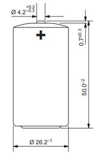 Dimensioni Batteria torcia C al litio 3,6V non ricaricabile Tadiran SL-2770/S