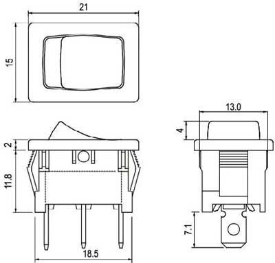 Rocker Switch R13-66 Size Deviatore