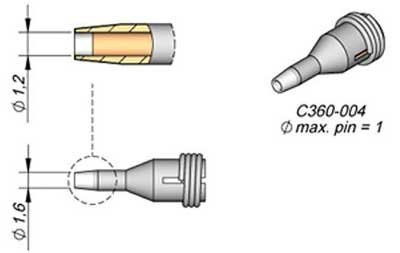 JBC C360004 Punta dissaldante foro Ø 1.2mm JBC