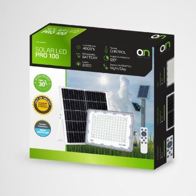 SOLAR LED PRO 100 - Faro a LED solare da esterno 2000 lumen con batteria ricaricabile e pannello fotovoltaico