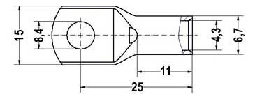 Capicorda in rame stagnato a tubo 10mmq con occhiello da 8mm