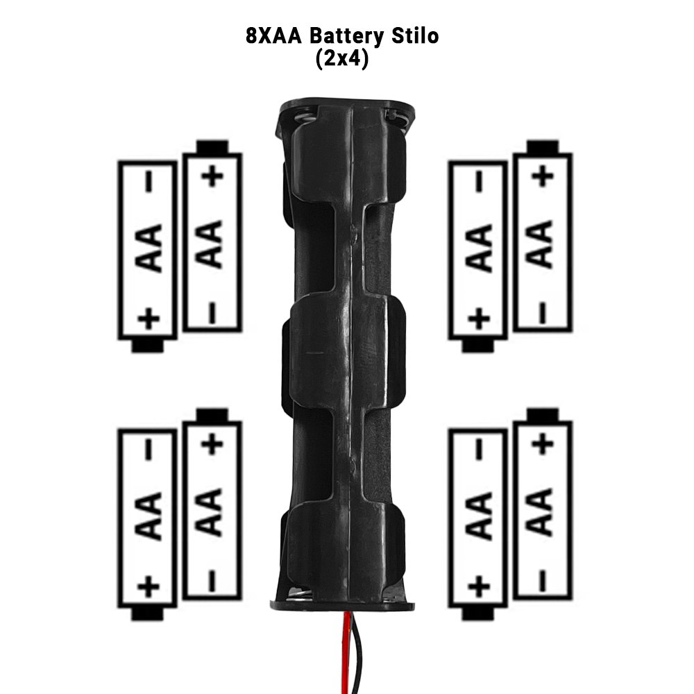 05 4608XAAK Portabatteria 8xAA Stilo (2x4) con fili