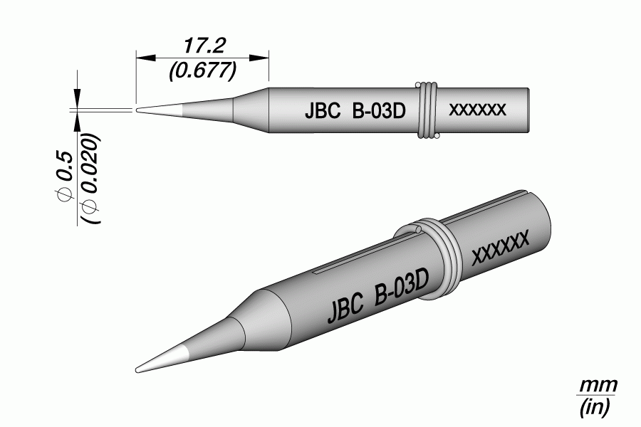Punta JBC B03D 0150300 punta conica da 0,5mm per per saldatore JBC 14S