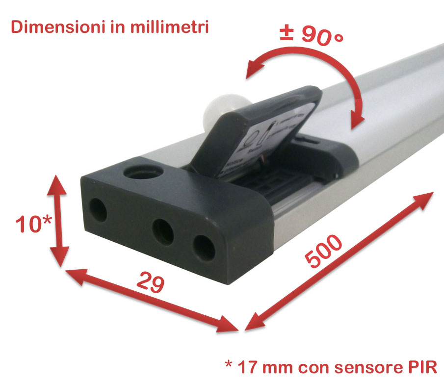 Led bar con sensore PIR size