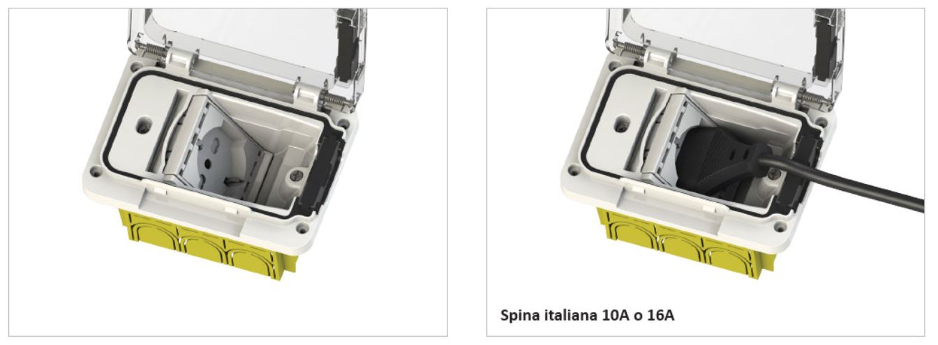 4Box 4B.W.Ral.015, Wide Ip55, Presa Elettrica Da Esterno Per Scatola Da  Incasso Tipo 503 Con Schuko Bivalente, Grigia & Bticino S25503E Custodia