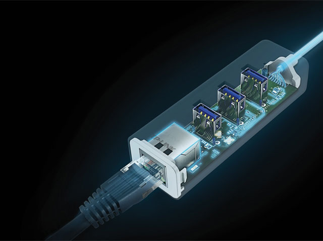 USB 3.0 HUB + Adattatore Gigabit Ethernet