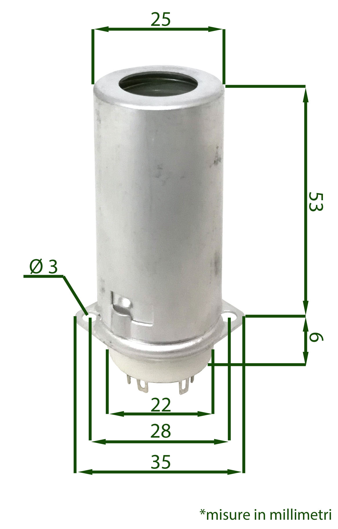 ecc82 zoccolo schermo alluminio noval