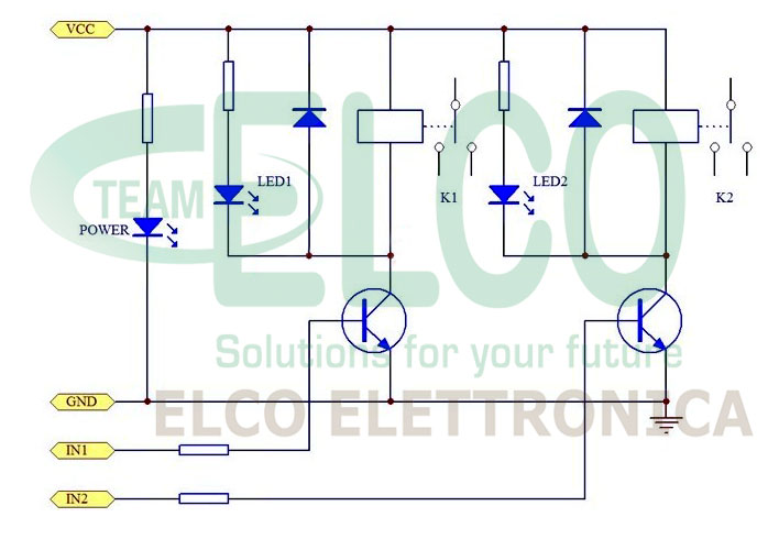 Modulo 2 rele per Arduinio SCHEMA